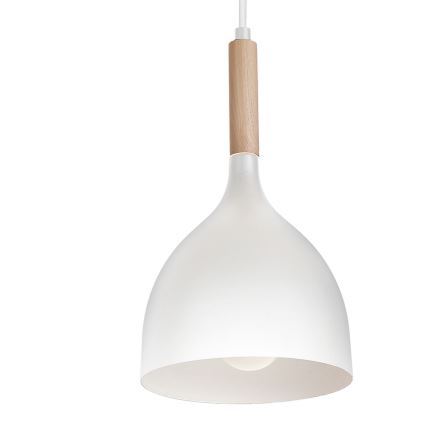 Luster na sajli NOAK WOOD 4xE27/15W/230V bela/bukva