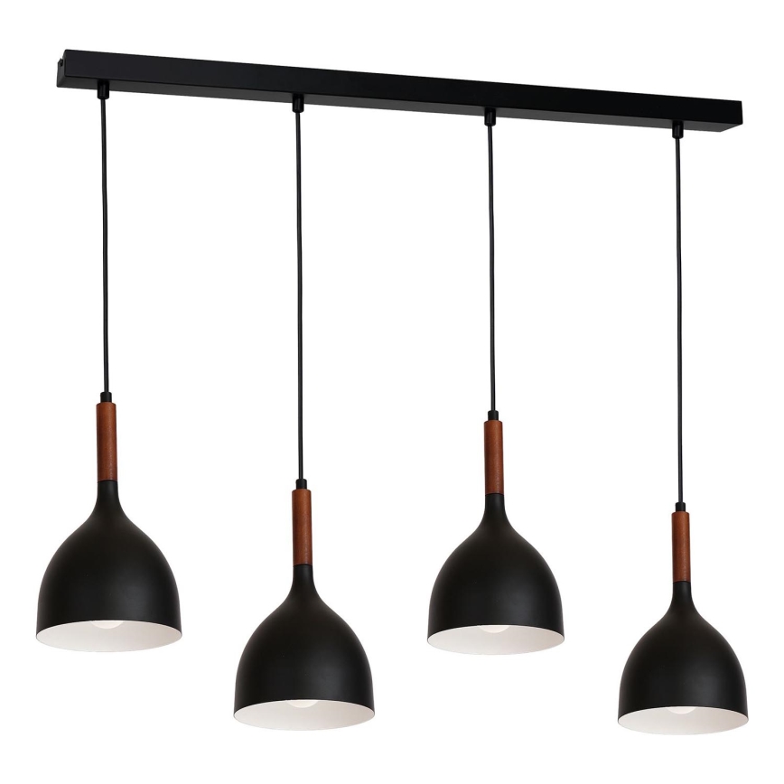 Luster na sajli NOAK WOOD 4xE27/15W/230V crno/bukva