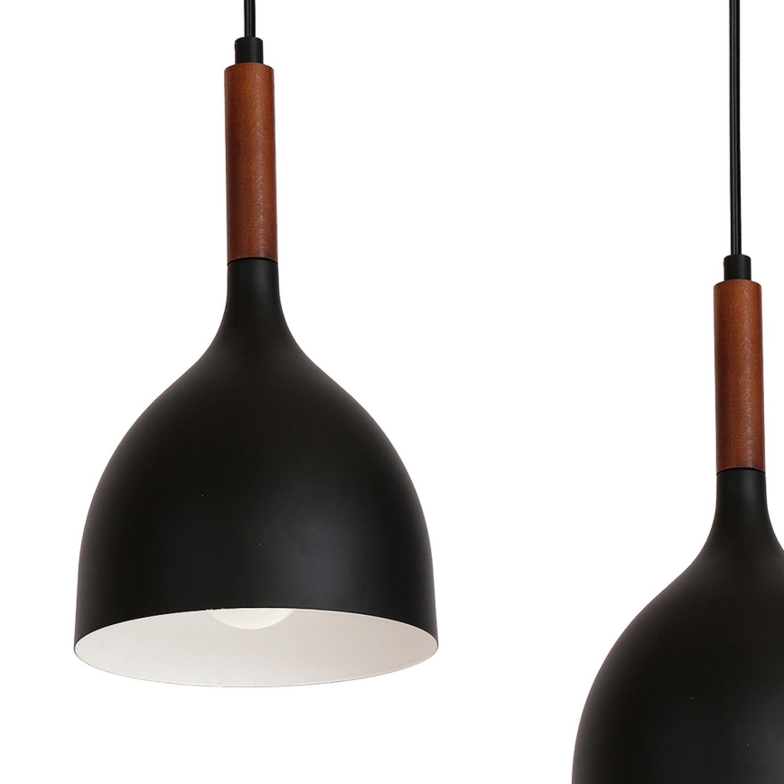 Luster na sajli NOAK WOOD 5xE27/15W/230V crno/bukva