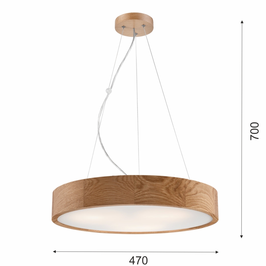 Luster na sajli OAK 3xE27/60W/230V hrast ø 47,5 cm