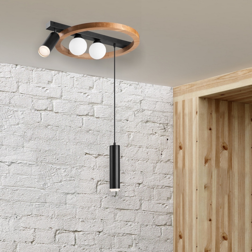 Luster na sajli OTIS 2xG9/5W/230V + 2xE27/15W/230V hrast