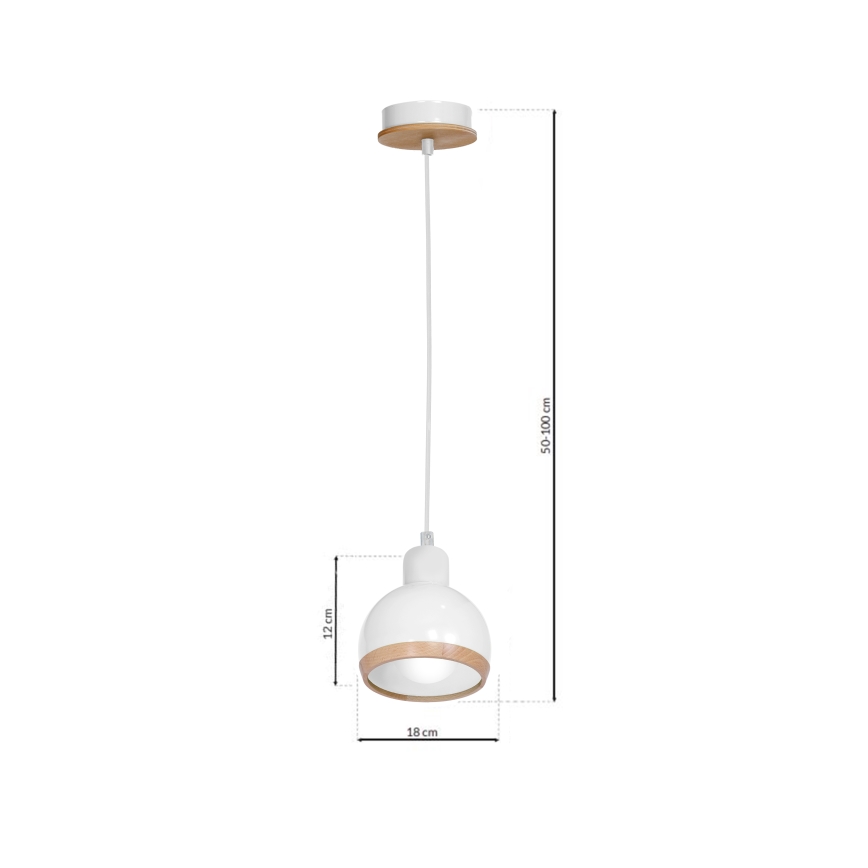 Luster na sajli OVAL 1xE27/60W/230V bela