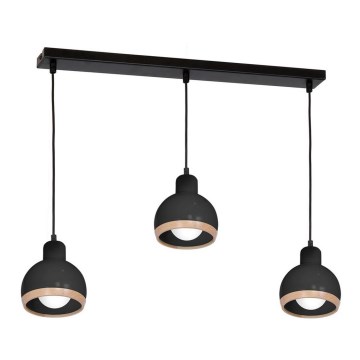Luster na sajli OVAL 3xE27/60W/230V crno