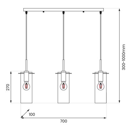 Luster na sajli PADOVA 3xE27/15W/230V crno