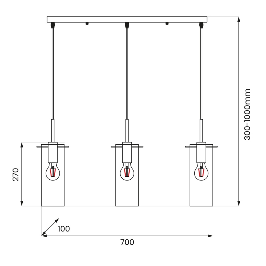 Luster na sajli PADOVA 3xE27/15W/230V crno