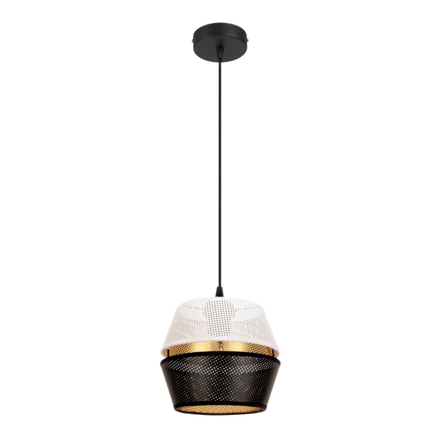 Luster na sajli PARIS 1xE27/60W/230V bela/crno/zlatna