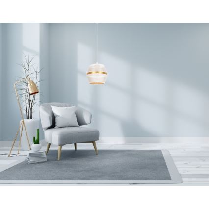 Luster na sajli PARIS 1xE27/60W/230V bela/zlatna