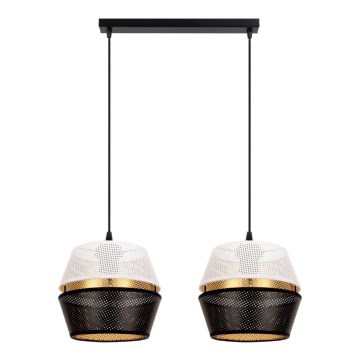Luster na sajli PARIS 2xE27/60W/230V bela/crno/zlatna
