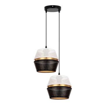 Luster na sajli PARIS 2xE27/60W/230V bela/crno/zlatna