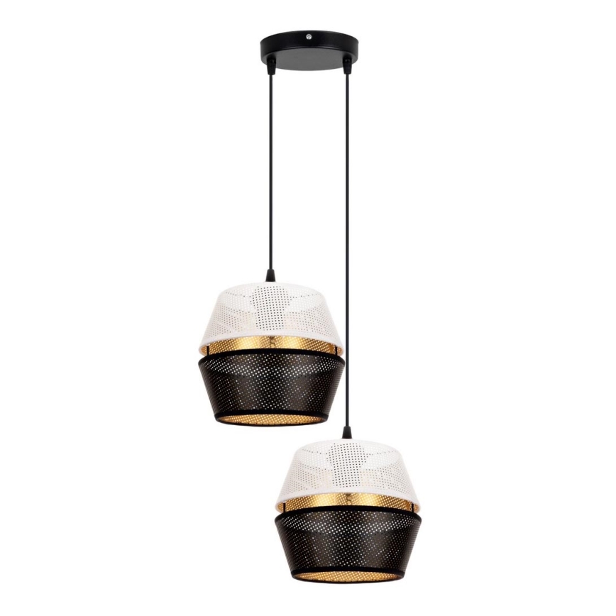 Luster na sajli PARIS 2xE27/60W/230V bela/crno/zlatna
