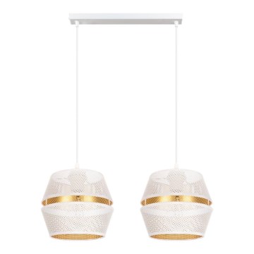 Luster na sajli PARIS 2xE27/60W/230V bela/zlatna