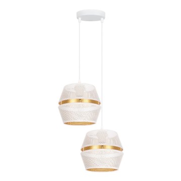 Luster na sajli PARIS 2xE27/60W/230V bela/zlatna