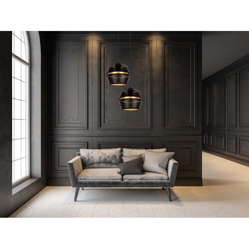 Luster na sajli PARIS 2xE27/60W/230V crno/zlatna