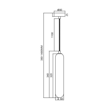Luster na sajli PAX 1xG9/9W/230V crno