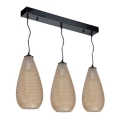 Luster na sajli PETRA 3xE27/60W/230V braon