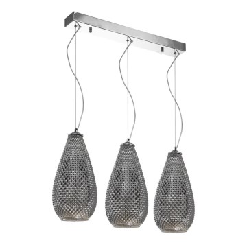 Luster na sajli PETRA 3xE27/60W/230V sivo