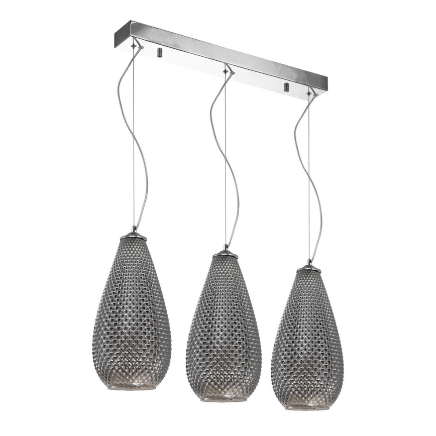 Luster na sajli PETRA 3xE27/60W/230V sivo