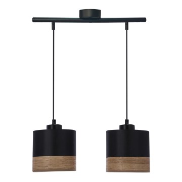 Luster na sajli PORTO 2xE27/60W/230V crno/braon