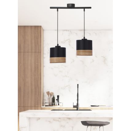 Luster na sajli PORTO 2xE27/60W/230V crno/braon