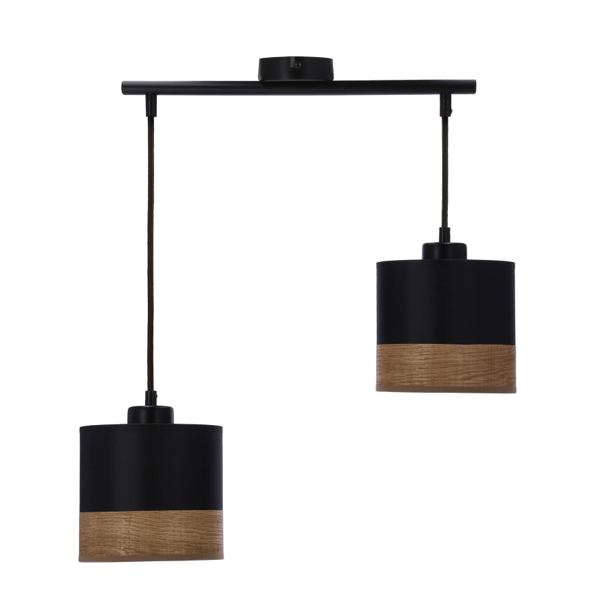 Luster na sajli PORTO 2xE27/60W/230V crno/braon