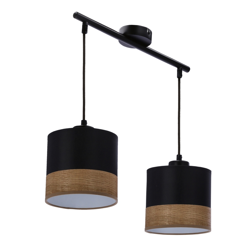 Luster na sajli PORTO 2xE27/60W/230V crno/braon