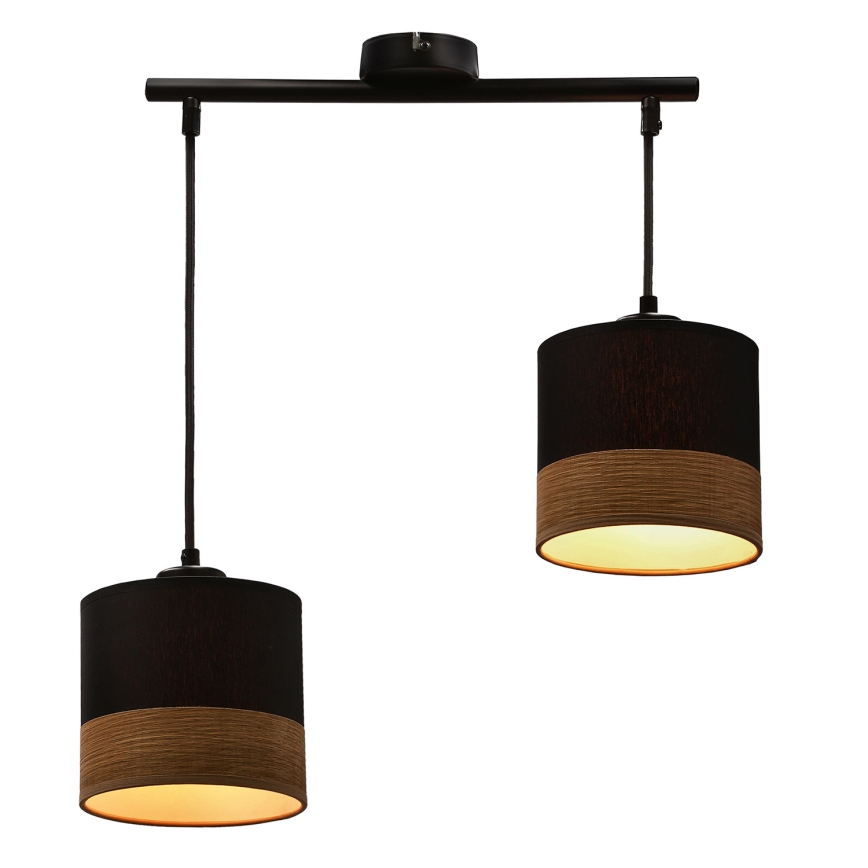Luster na sajli PORTO 2xE27/60W/230V crno/braon