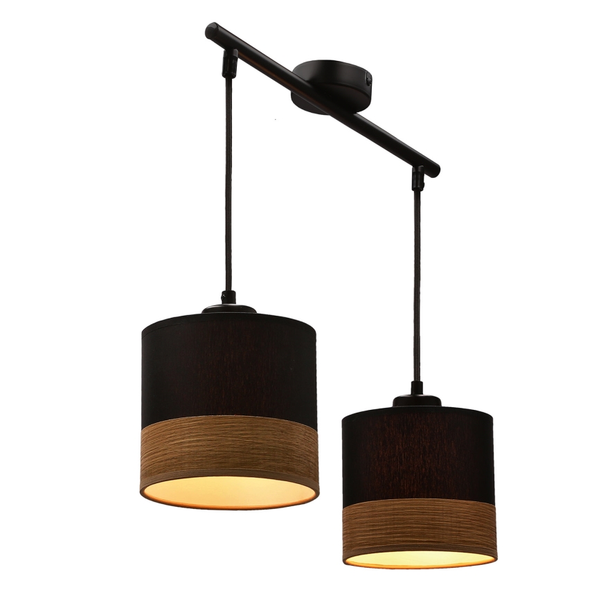 Luster na sajli PORTO 2xE27/60W/230V crno/braon
