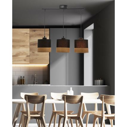 Luster na sajli PORTO 3xE27/60W/230V crno/braon