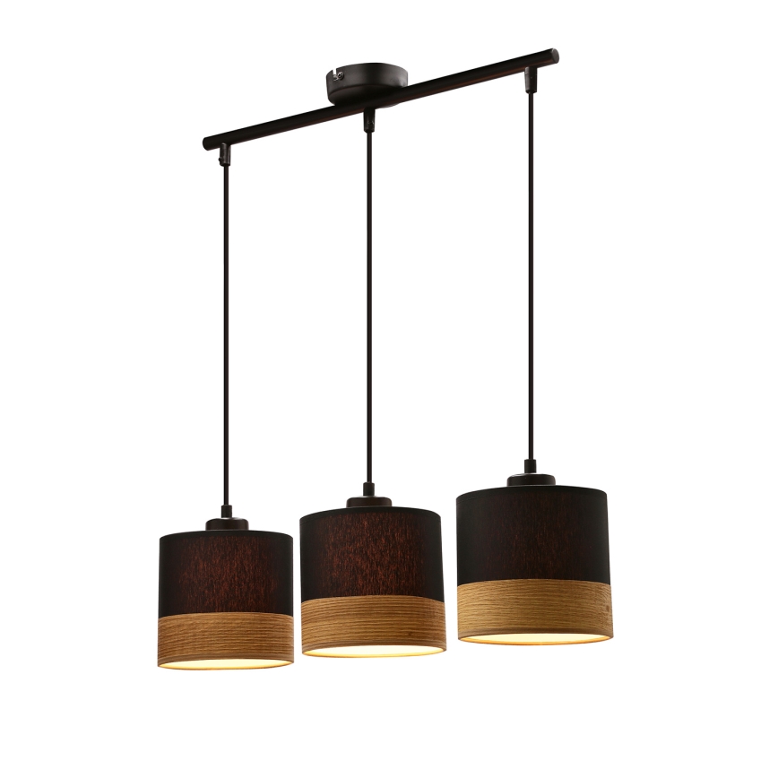 Luster na sajli PORTO 3xE27/60W/230V crno/braon