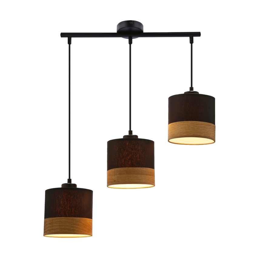 Luster na sajli PORTO 3xE27/60W/230V crno/braon
