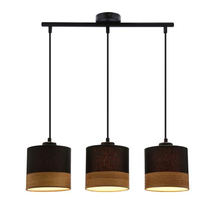 Luster na sajli PORTO 3xE27/60W/230V crno/braon