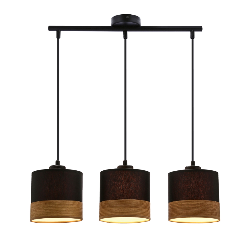 Luster na sajli PORTO 3xE27/60W/230V crno/braon