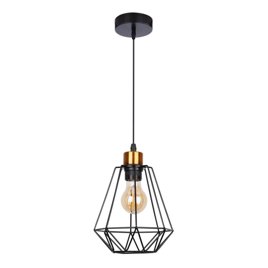 Luster na sajli PRIMO 1xE27/60W/230V crno/zlatna