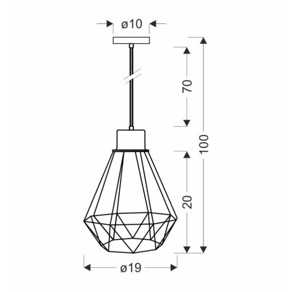 Luster na sajli PRIMO 1xE27/60W/230V crno/zlatna