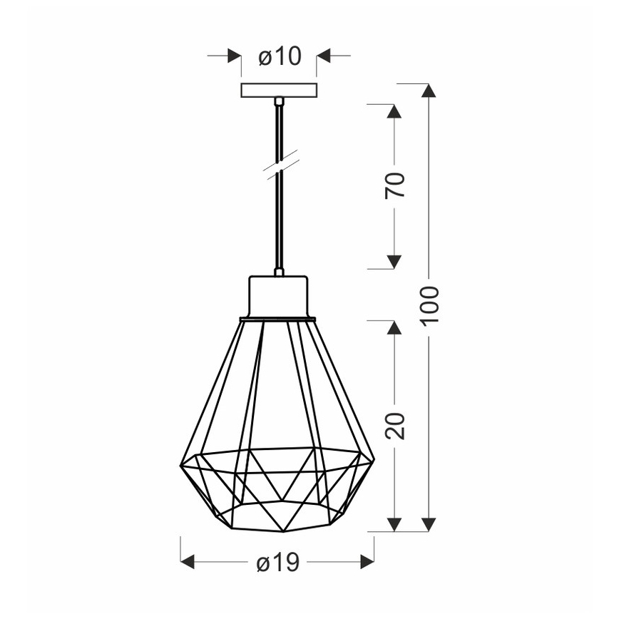 Luster na sajli PRIMO 1xE27/60W/230V crno/zlatna