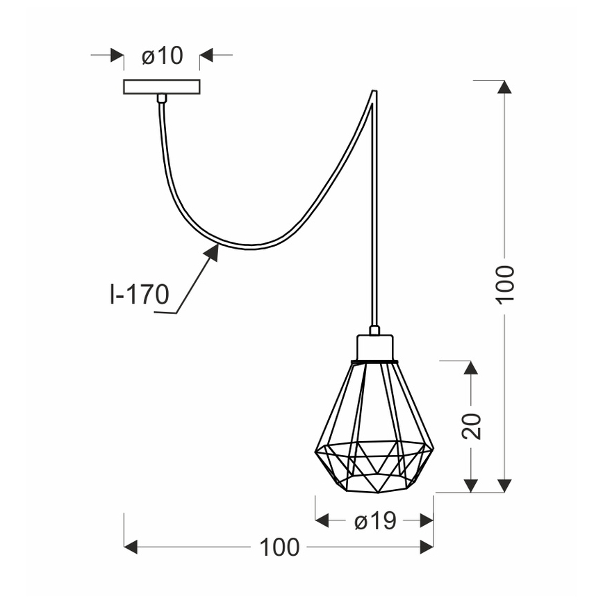 Luster na sajli PRIMO 1xE27/60W/230V pauk
