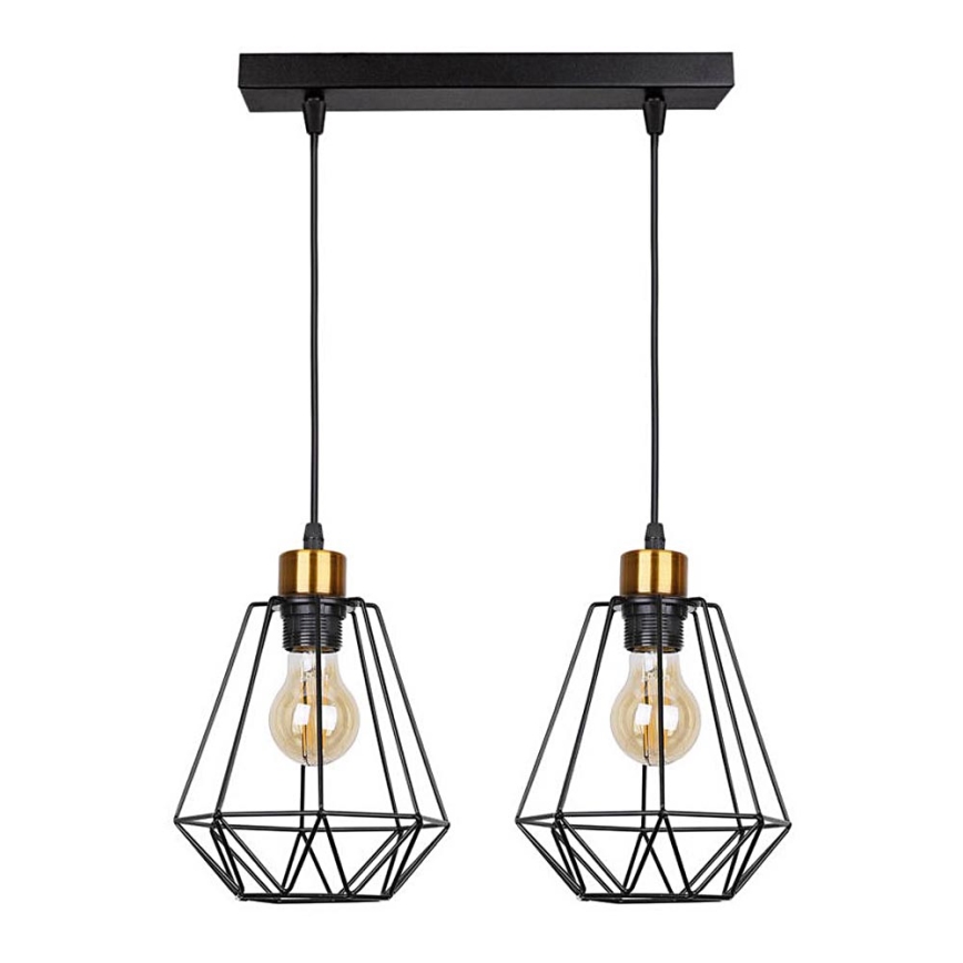 Luster na sajli PRIMO 2xE27/60W/230V crno/zlatna