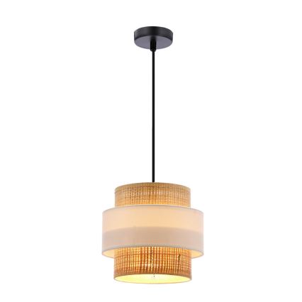 Luster na sajli RATTAN 1xE27/40W/230V bela/braon