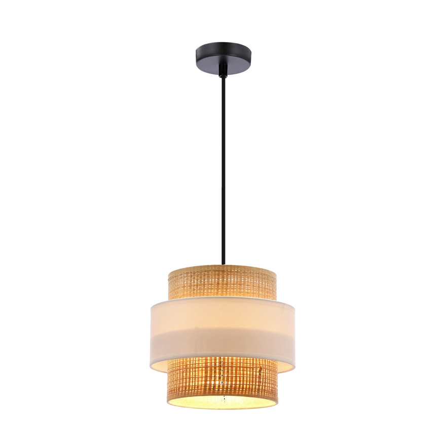 Luster na sajli RATTAN 1xE27/40W/230V bela/braon