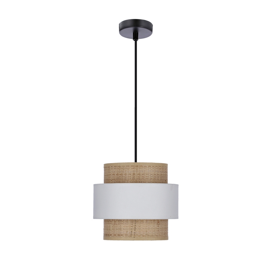 Luster na sajli RATTAN 1xE27/40W/230V bela/braon