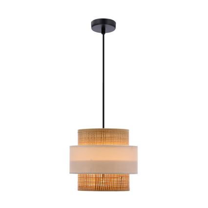Luster na sajli RATTAN 1xE27/40W/230V bela/braon