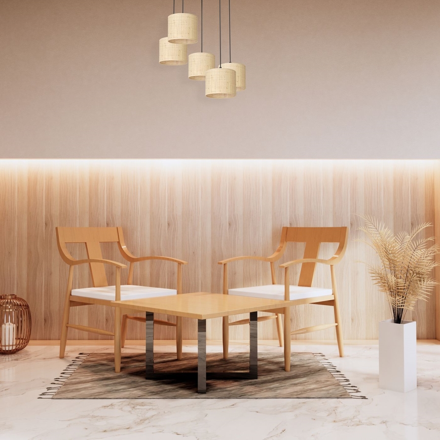 Luster na sajli RATTAN 5xE27/60W/230V ratan