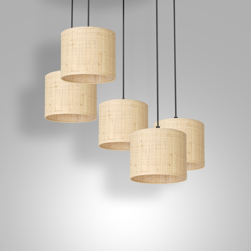 Luster na sajli RATTAN 5xE27/60W/230V ratan