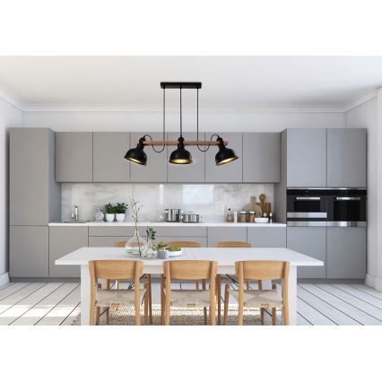 Luster na sajli RENO 3xE27/40W/230V crno/braon