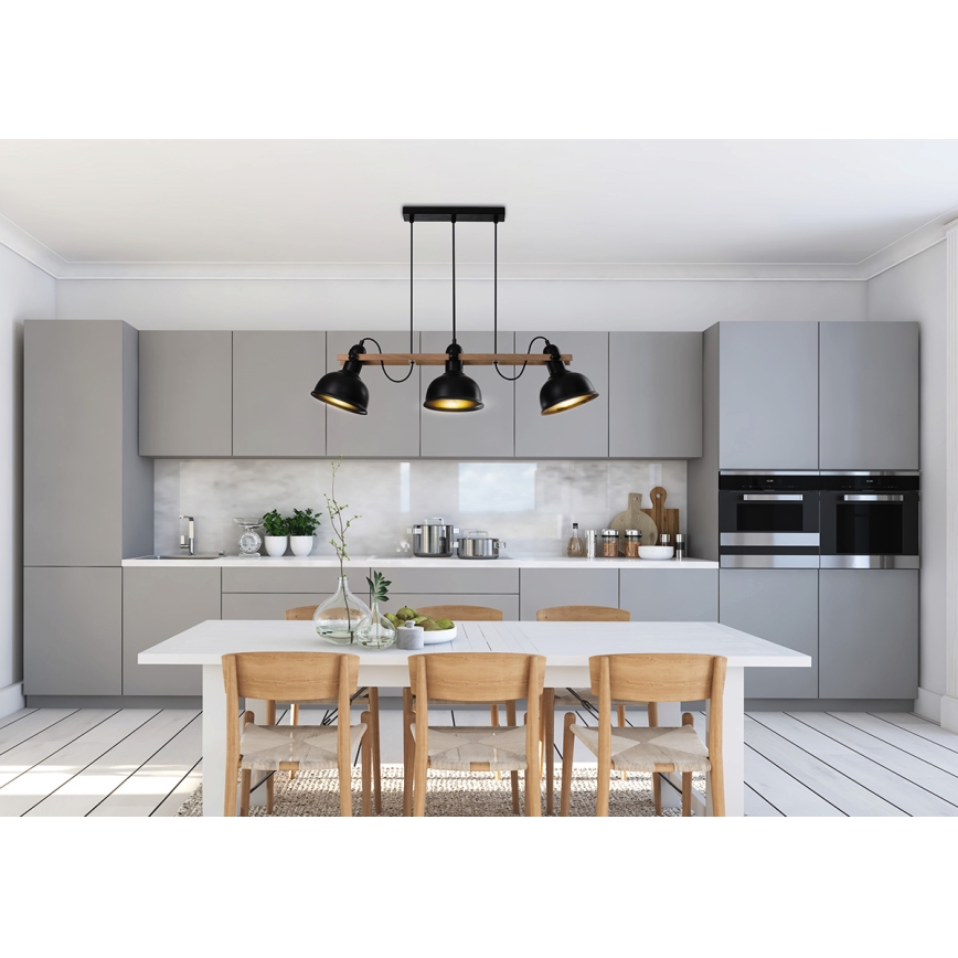Luster na sajli RENO 3xE27/40W/230V crno/braon