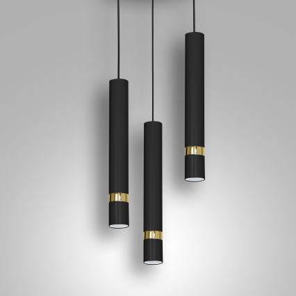 Luster na sajli RENO 3xGU10/8W/230V crno/zlatna