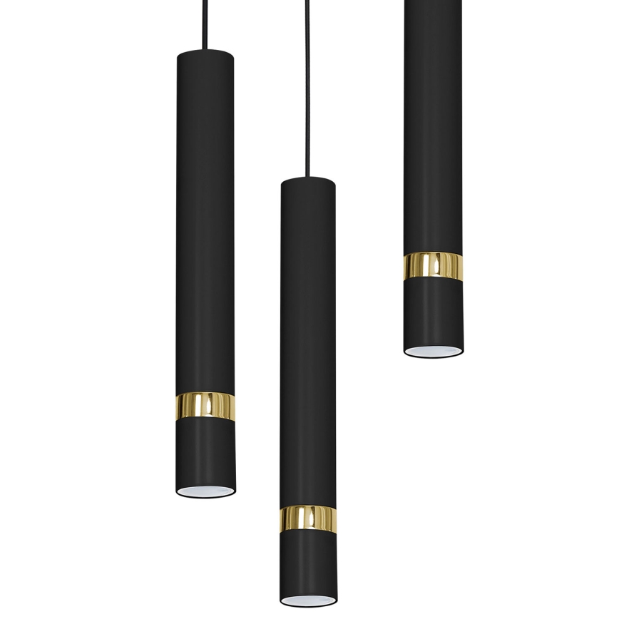 Luster na sajli RENO 3xGU10/8W/230V crno/zlatna