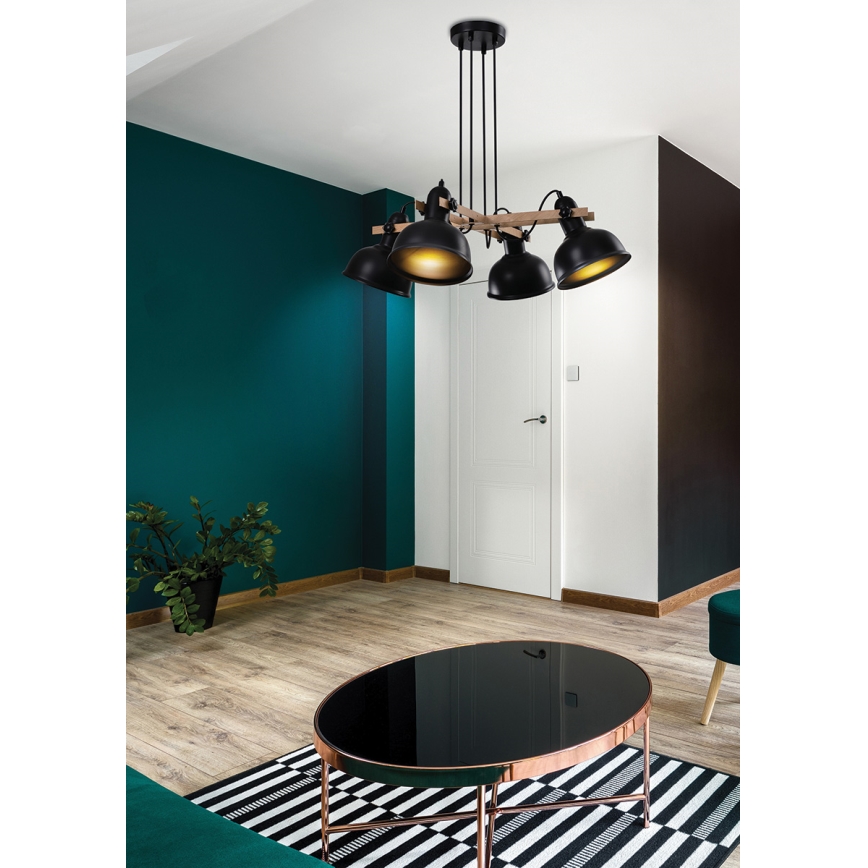 Luster na sajli RENO 4xE27/40W/230V crno/braon