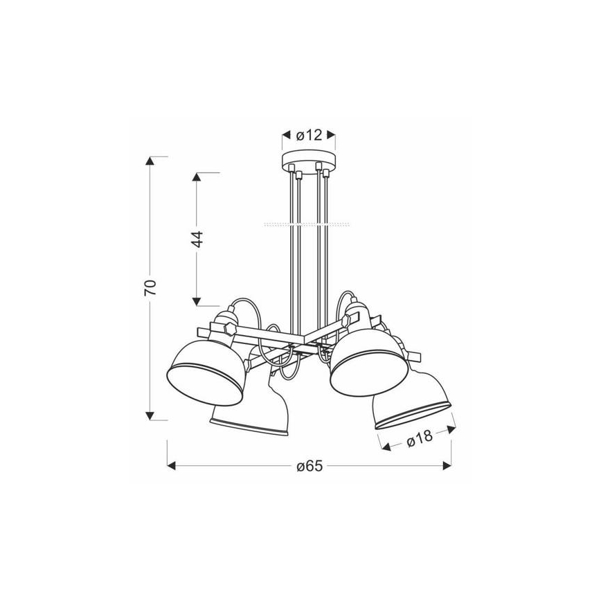Luster na sajli RENO 4xE27/40W/230V crno/braon