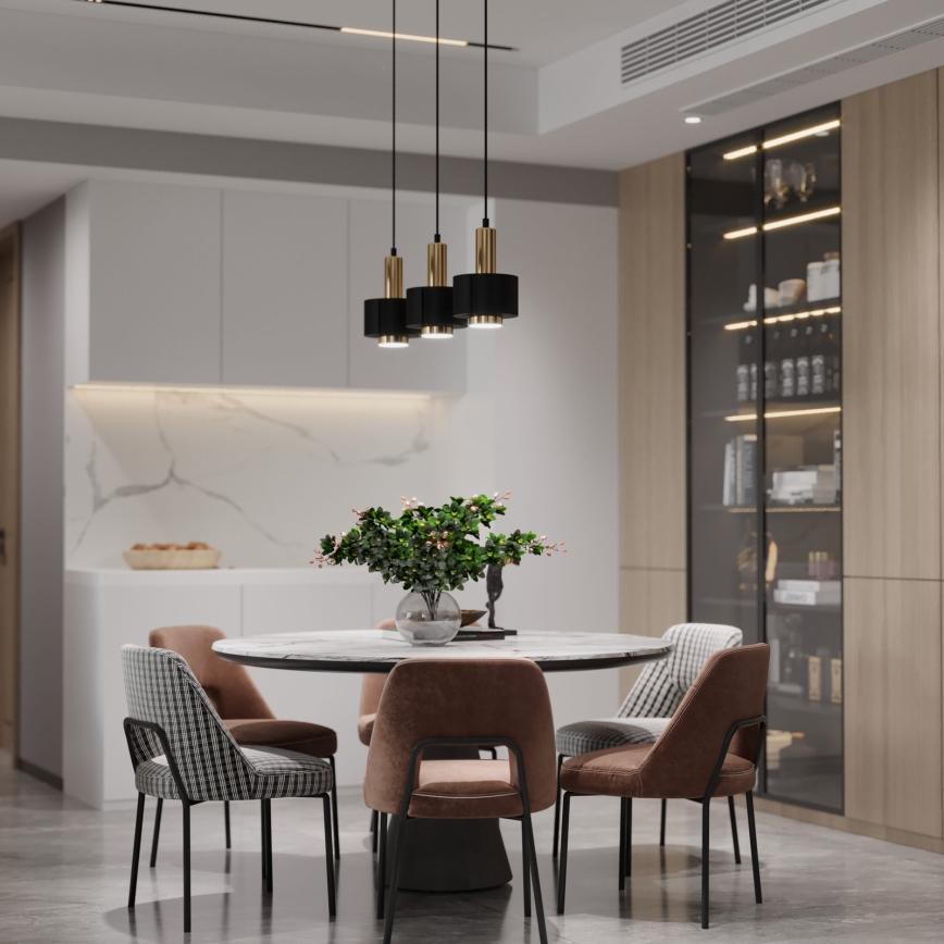 Luster na sajli RIF LUX 1xGX53/12W/230V pr. 15 cm crno/sjajni krom